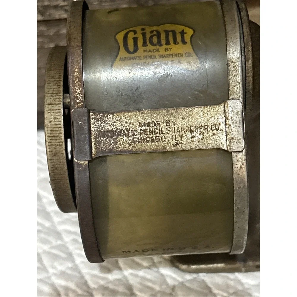 Antique Giant Apsco Pencil Sharpener Yellow Clear Wall Desk